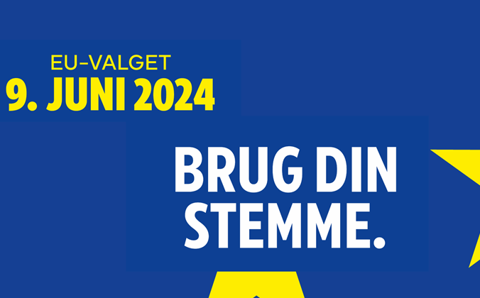 Banner med teksten EU-valg 9. juni 2024. Brug din stemme.