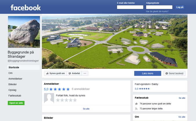 Facebook forside byggegrunde Standager i Sæby