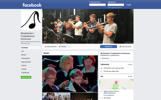 Facebook forside Frederikshavn Kommunale Musikskole