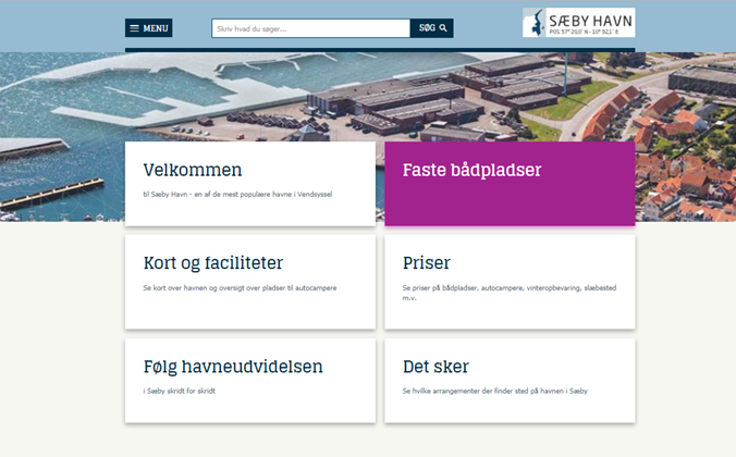 Sæby Havn - forside af hjemmeside