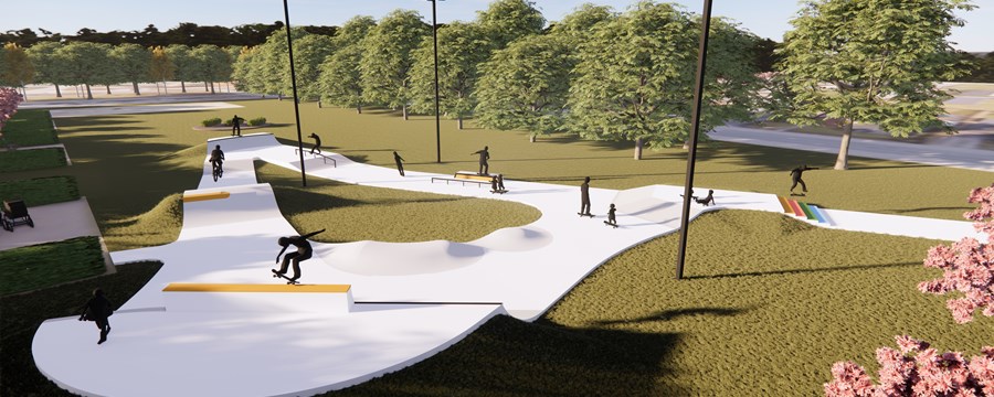 Visualisering af skaterpark i Byparken i Sæby 