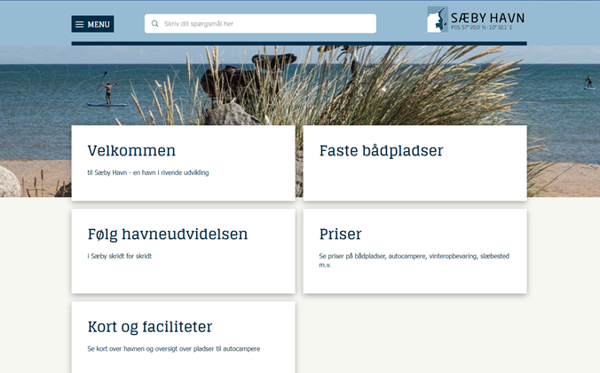 Skærmdump af Sæby Havns hjemmeside